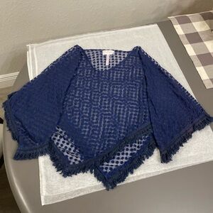 Free People Navy Cape with Fringe